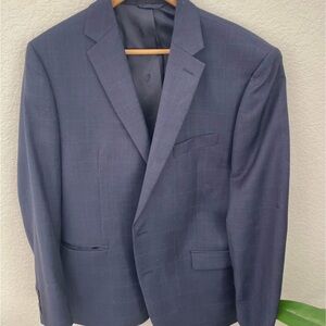 Lauren Ralph Lauren Men’s Blue Windowpane 100% wool Blue Blazer Jacket 44 R